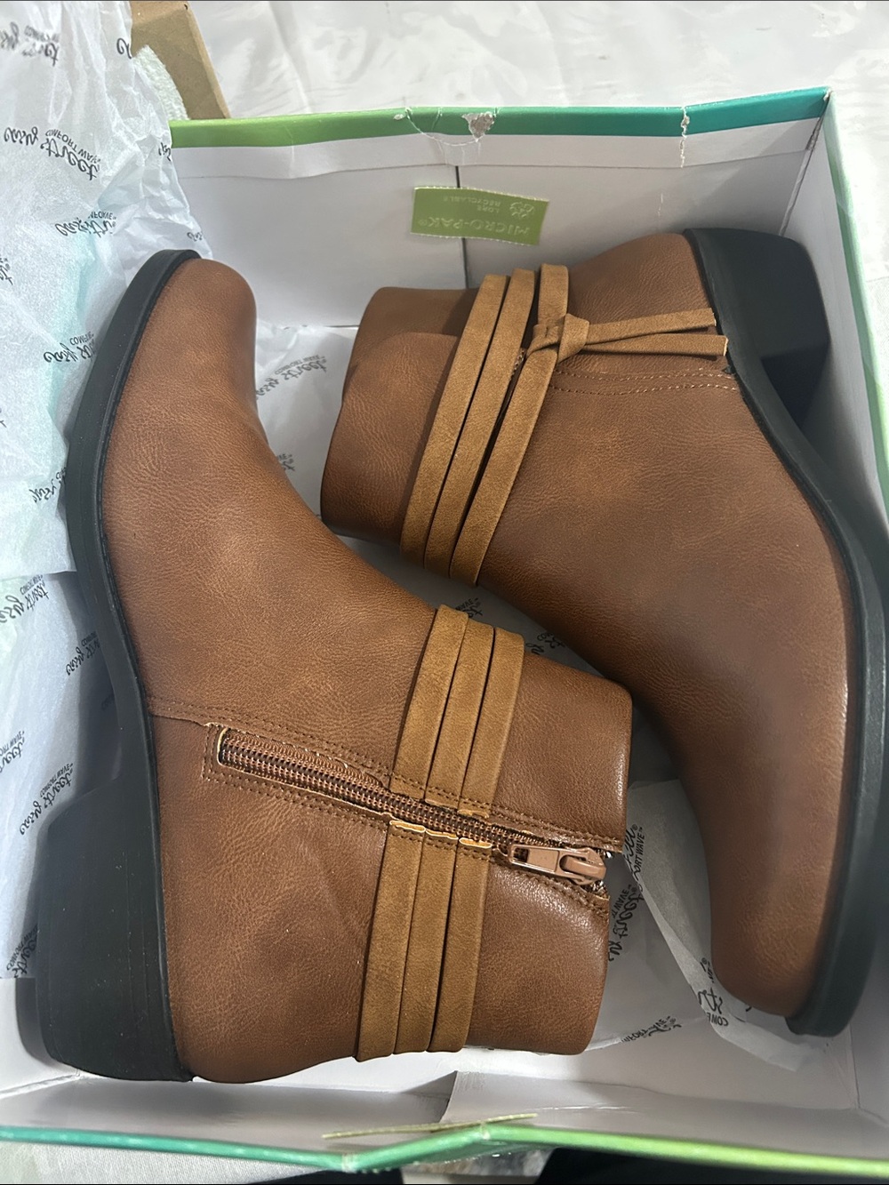 Easy street Brown Ankle Boots with Strap Detail